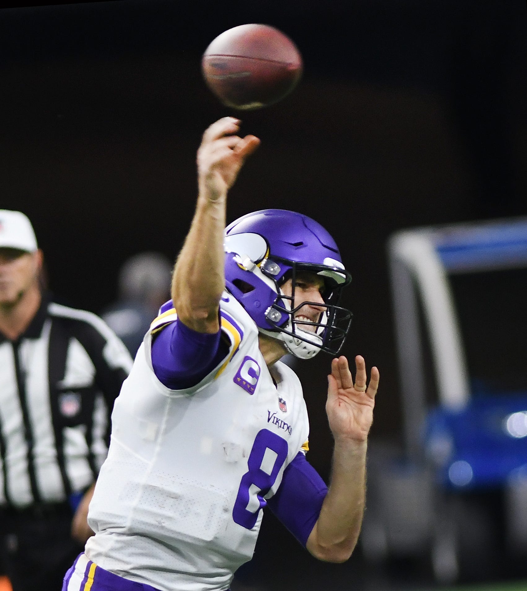 Vikings quarterback Kirk Cousins throws in the fourth quarter.