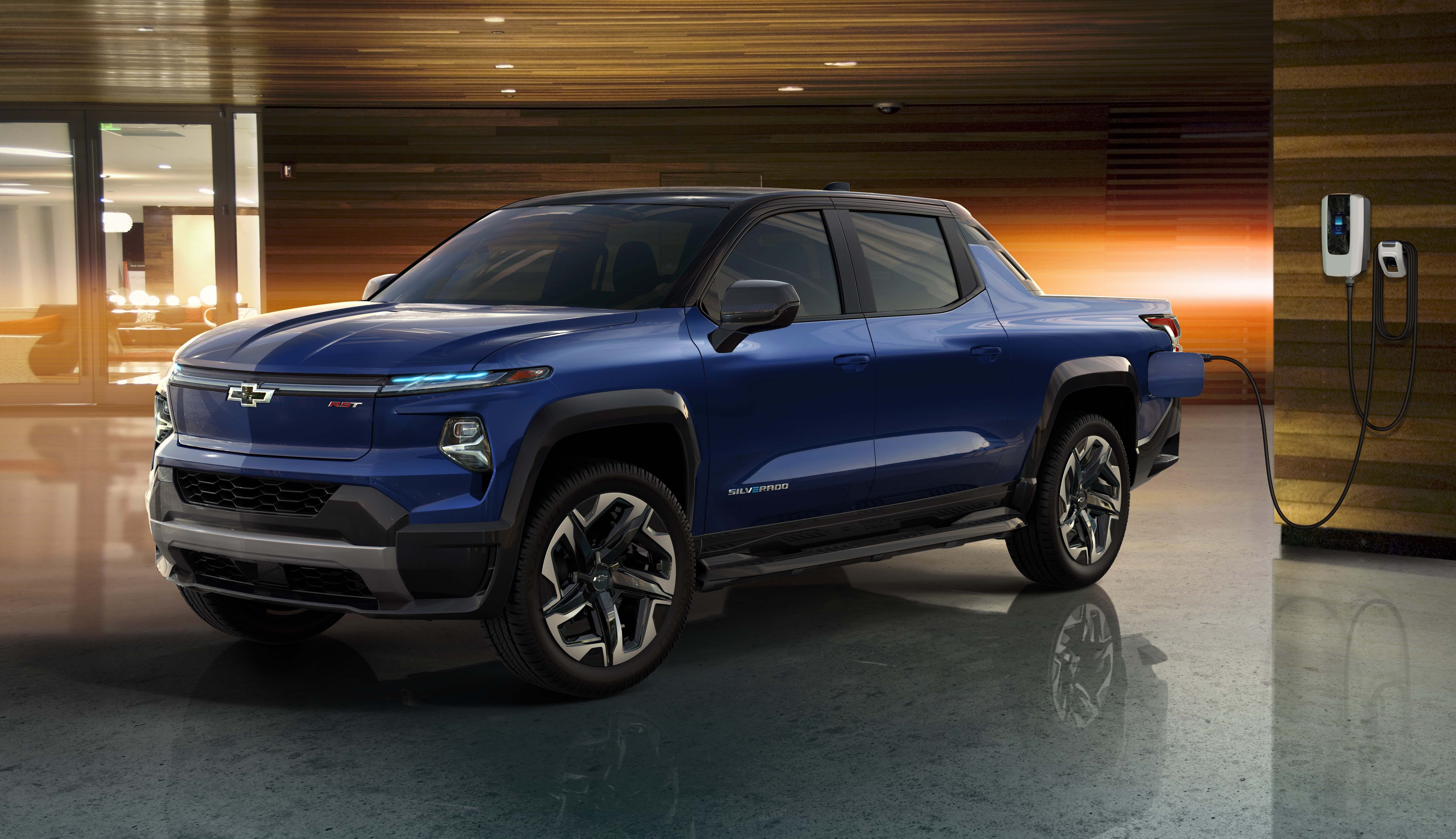 The 2024 Chevrolet Silverado EV is built on GM's 800-volt Ultium Platform and can get 100 miles of range in 10 minutes on a fast charger.