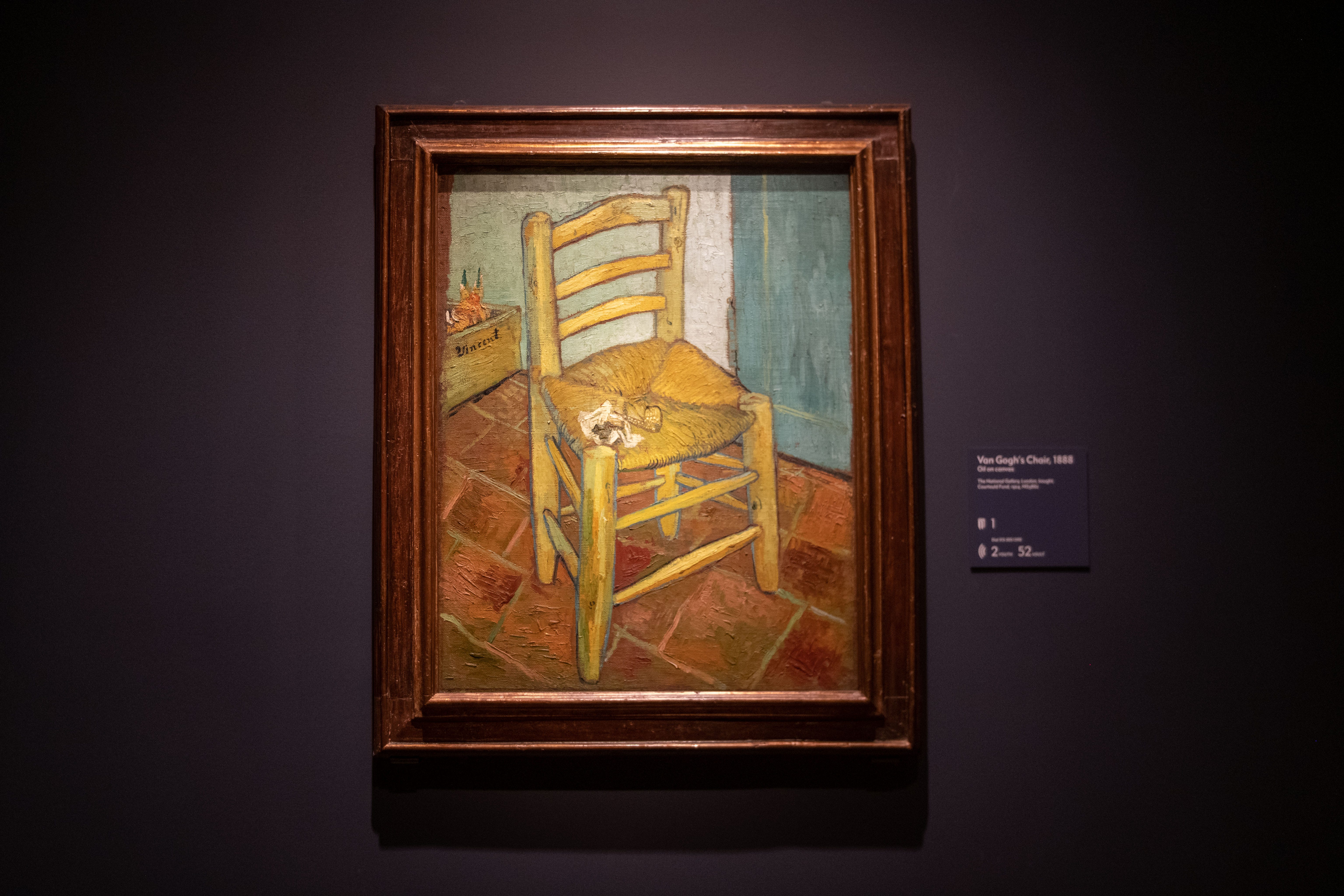 Van Gogh’s Chair, painted in 1888, on display at the Van Gogh in America exhibit, at the Detroit Institute of Arts, in Detroit, September 27, 2022.