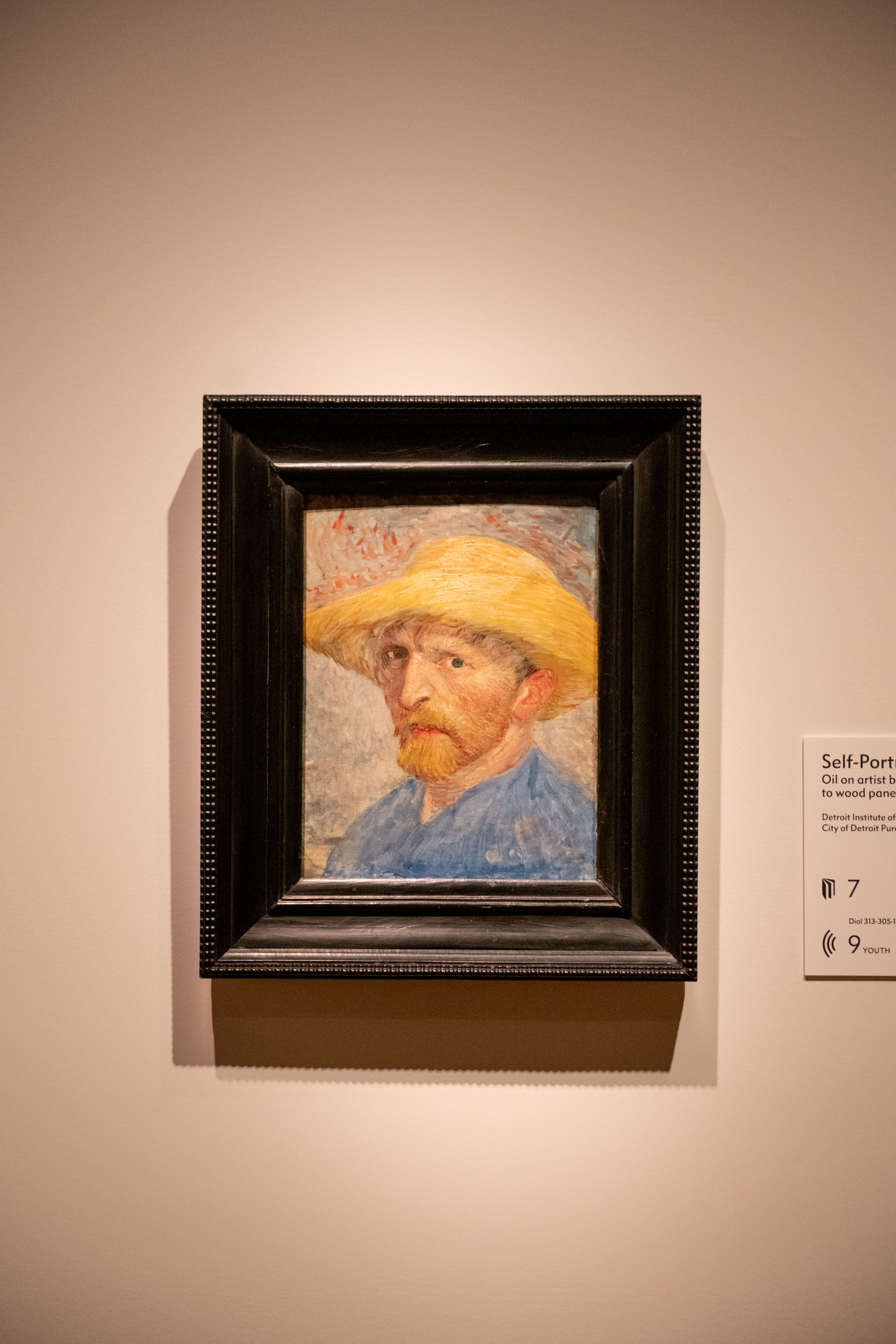 A self portrait, painted in 1887, on display at the Van Gogh in America exhibit, at the Detroit Institute of Arts, in Detroit, September 27, 2022. This painting was the first of five by Van Gogh purchased by the D.I.A.