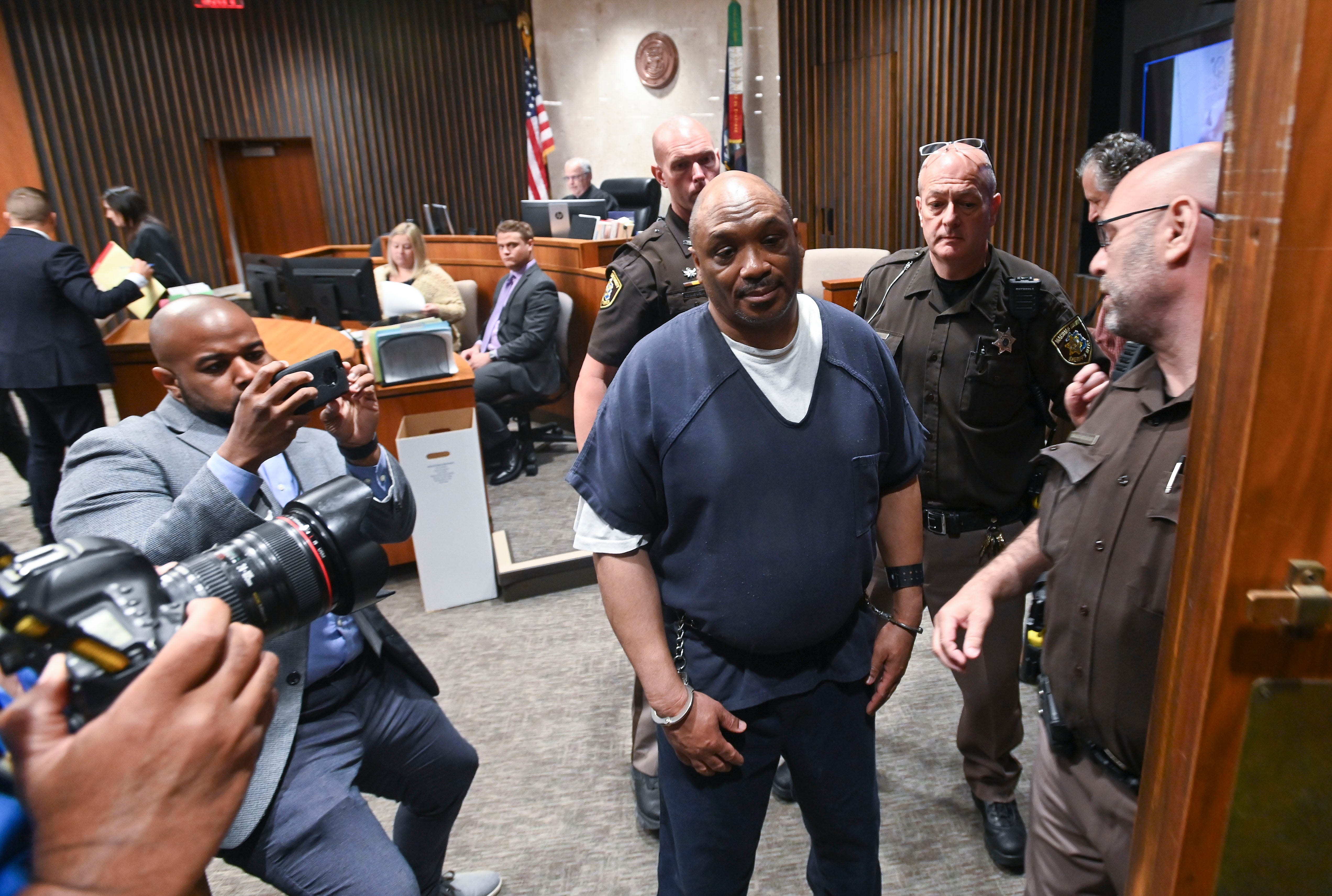 Murderer Arthur Williamson is escorted out of the courtroom after he’s sentenced to life in prison without parole, Thursday, June 1, 2023.